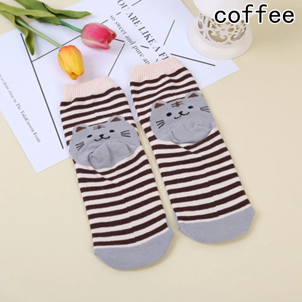 Мультяшные носки с объемным рисунком, женские полосатые теплые хлопковые носки с рисунком кота, женские носки-тапочки Meias - Цвет: SK0509CE