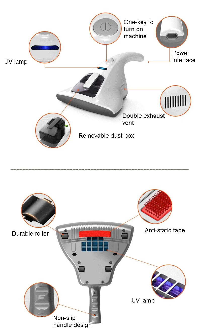 Ручной пылесос с сильной присоской, Ультрафиолетовый Стерилизатор Acarus Killing, матрас, пылеуловитель, пылесборник, аспиратор с европейской вилкой