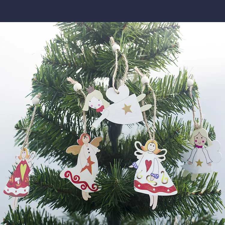 2 шт. рождественские украшения для дома, орнамент из дерева, ремесла, ангел, Санта, снеговик, Рождественская елка, подвесная подвеска, новогодний декор, Navidad