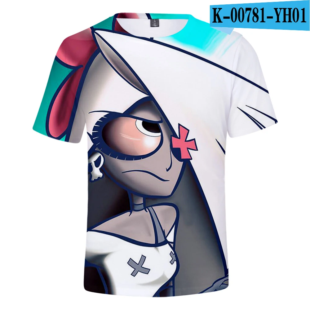 Отель Hazbin 3D футболки с принтом Модные женские/мужские летние футболки с коротким рукавом Горячая Распродажа Повседневная Уличная одежда - Цвет: Черный