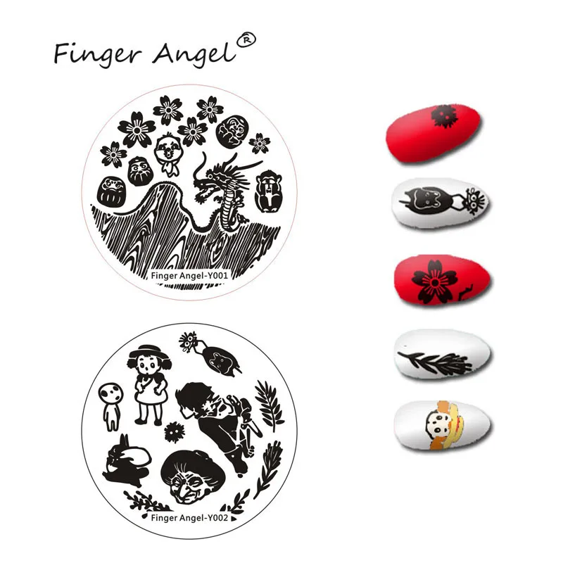 Finger Angel 1 шт. пластины для штамповки ногтей штамп изображения пластины письмо шаблон цветок Печать Круглый шаблон