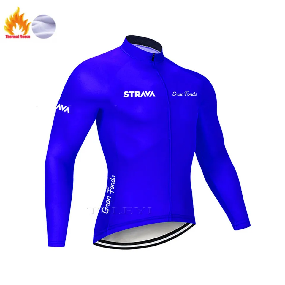 STRAVA winter thermal cycling jersey soft cloth Riding sport wear mtb bike winter cycling men's clothing pro team jerseys - Цвет: Winter Jersey