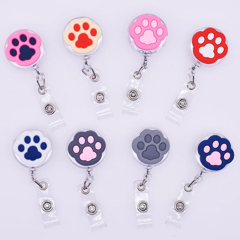 Carretes de insignia de garra de gato, Clips retráctiles de tarjeta de identificación de dibujos animados para el trabajo, soporte para tarjeta de identificación