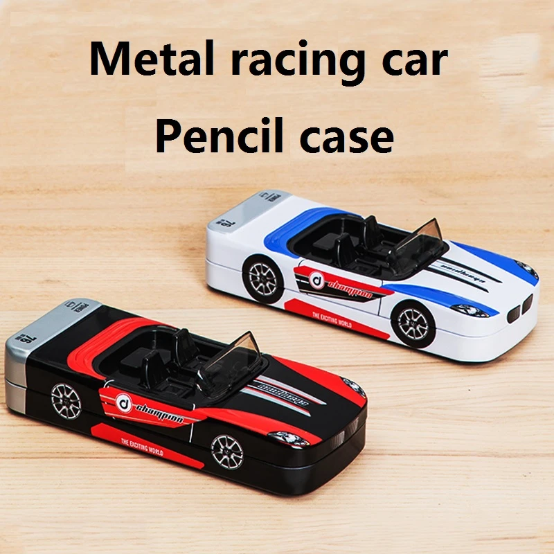 Estuche de Metal de doble dibujos animados de coche de carreras para niños, escuela primaria, estudiante, regalo de cumpleaños y Navidad, estudio en casa, 71006|Estuches escolares| - AliExpress