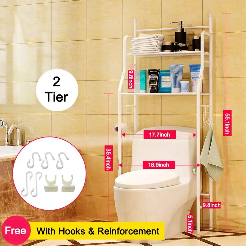 

Stainless Steel Over The Rack Toilet Cabinet Shelving Kitchen Washing Machine Rack Bathroom Space Saver Shelf Organizer Holder