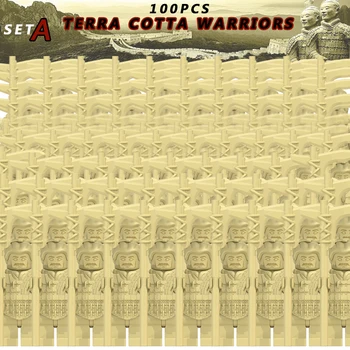 

100PCS/KT1089 Terra-cotta Warriors and Horses, action figures of war soldiers, used as toy blocks for children