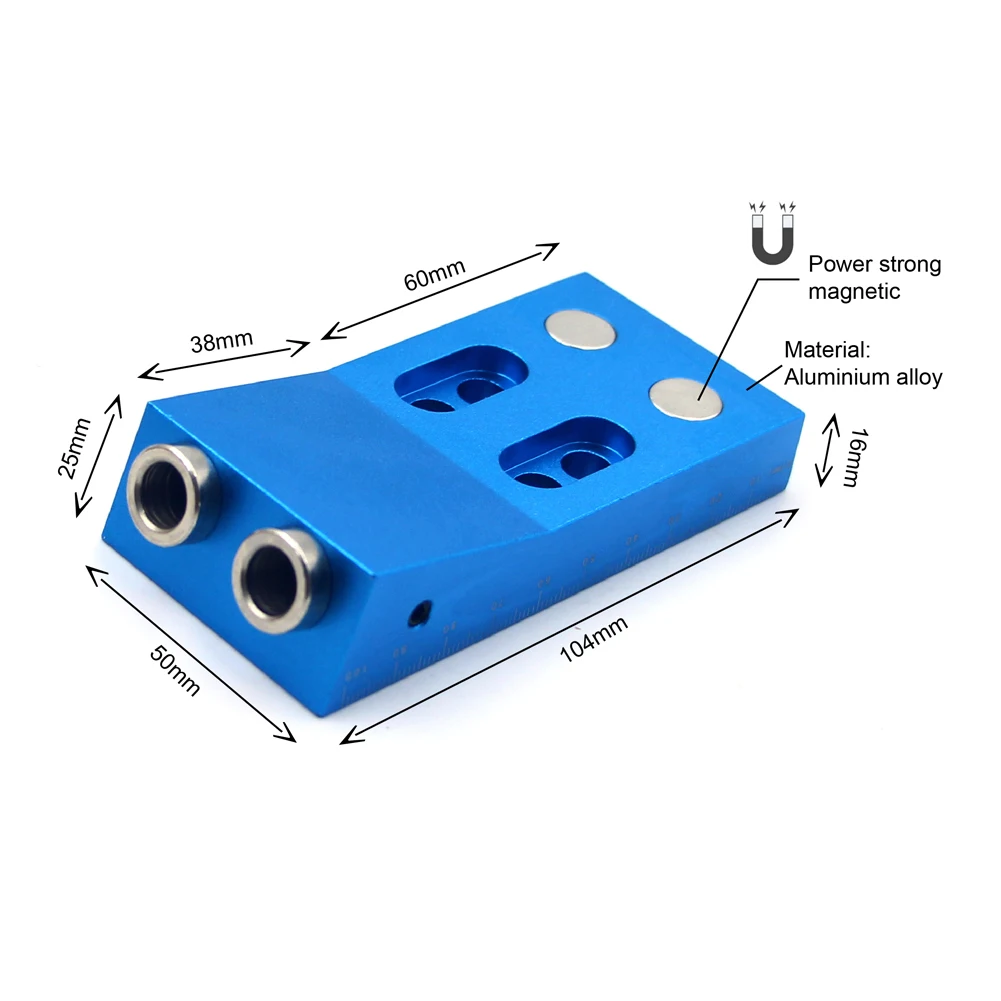 Aluminum Alloy Pocket Hole Jig Kit Wood Dowel Jig Punch Locator Woodworking Drill Guide with 9.5mm Drill Bit