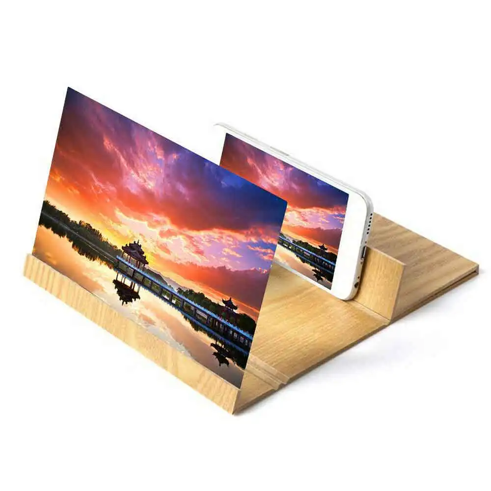 Деревянный усилитель экрана мобильного телефона 12 дюймов увеличитель HD усилитель экрана ленивый складной кронштейн деревянная подставка против излучения