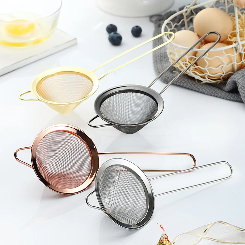 

Stainless Steel Filter Egg Liquid Tea Juice Handheld Screen Mesh Strainer Flour Sieve Cooking Oil Colander Kitchen Tools