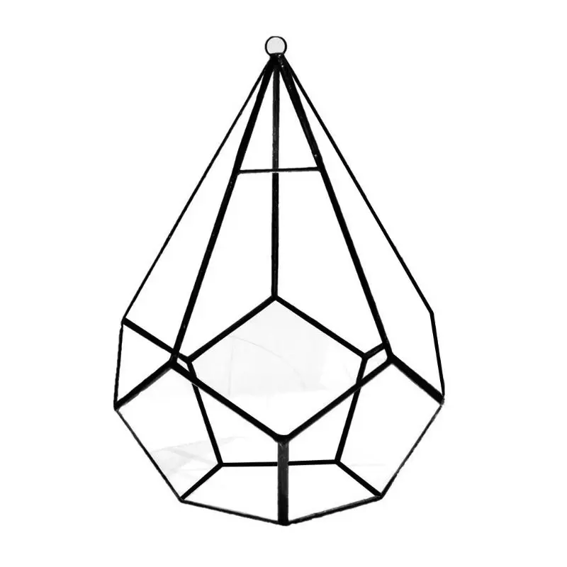 Glass Terrarium Hanging Modern Artistic Wall Tears Shape Diamond Geometric Polyhedron Air Plant Holder Desk Planter DIY Vase Pot