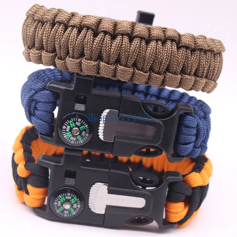 200 шт./лот открытый компас для выживания paracord свисток шестерни пряжка Кемпинг спасательный канат спасательный Браслет