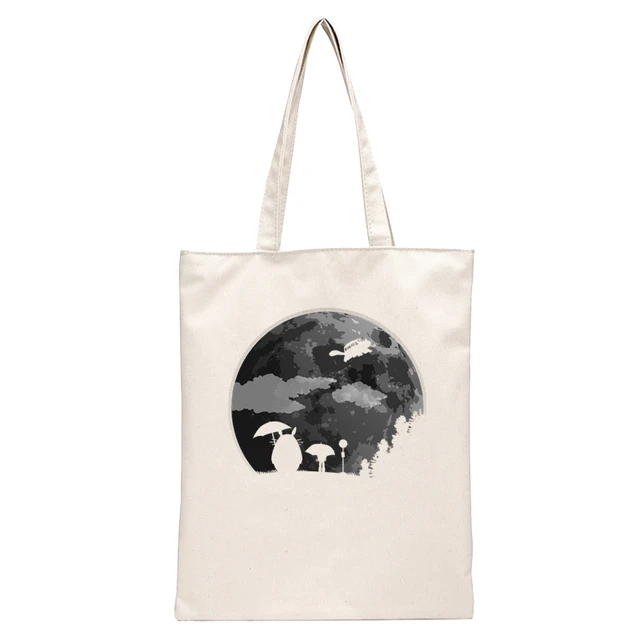 Spirited Away Faceless  Print Reusable Shopping Bag Women Canvas Tote Bags Printing Eco Bag Cartoon Shopper Shoulder Bags SB1167C