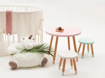

Children Room Candy-colored Round Table Kindergarten Manual Learning Table Living Room Furniture Coffee Table Simple Style Table