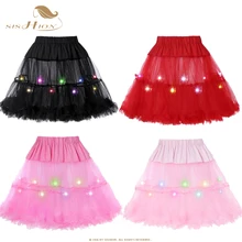 SISHION, Радужный светодиодный, на год, вечерние, Рождественские юбки, Женская юбка, эластичная, высокая талия, сексуальная юбка-пачка из тюля, LP0001