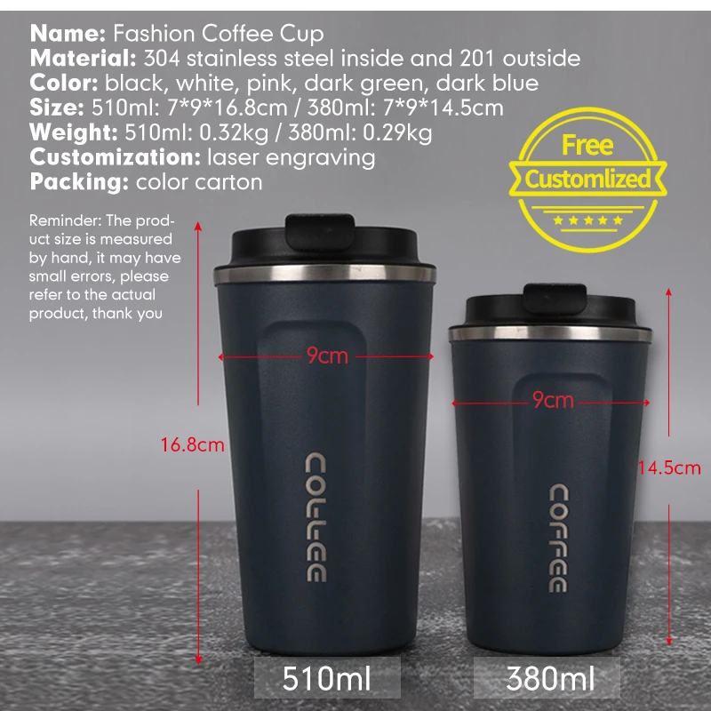 Classic 400ml/500ml Double Stainless Steel 304 Coffee Mug Wtih Handle  Portable Car Thermos Mug Vacuum Flask Travel Tumbler - AliExpress