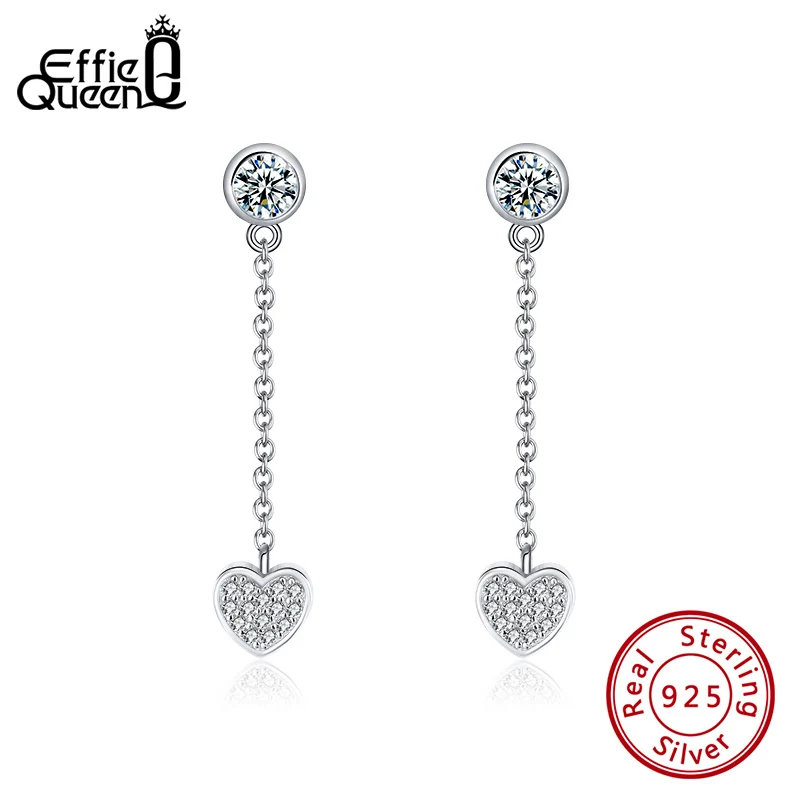 

Effie Queen AAAA Cubic Zircon Earring Elegant Heart Shape Drop Earring Real 925 Sterling Silver Jewelry Wedding Gift BE204