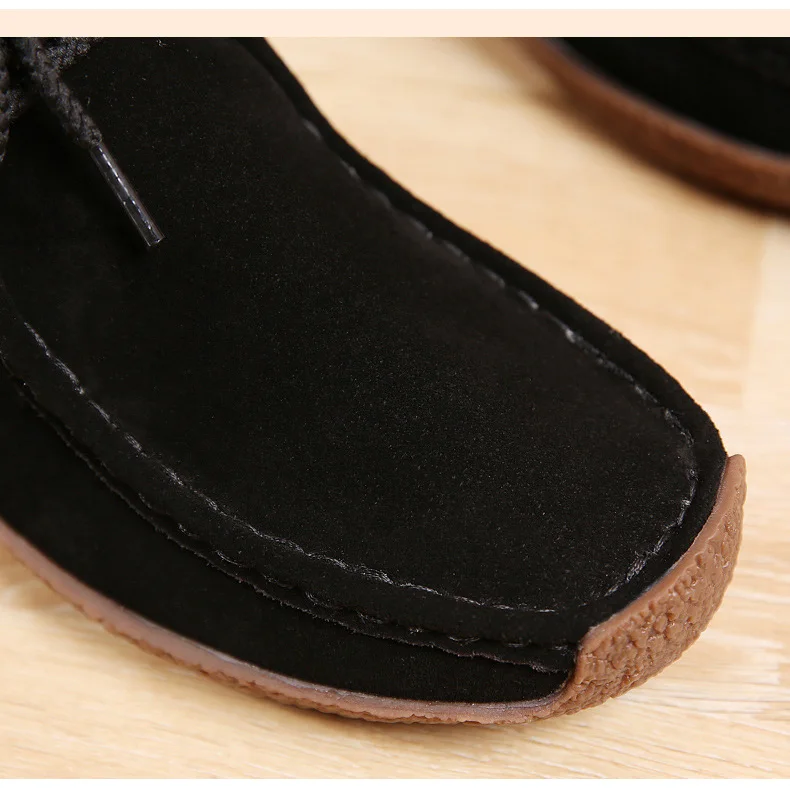 HX 1188-Cow Suede Leather Women Flats Winter Boots Fur inside Woman Winter Cotton Boots-8