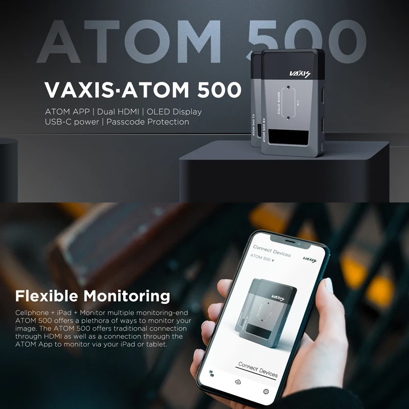 Беспроводной приемник передатчик Vaxis ATOM 500 1080P HD двойное HDMI изображение видео