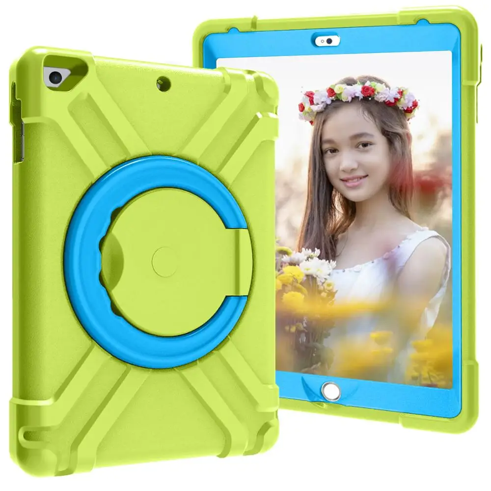 Green and blue IBACASE чехол для iPad mini4 5 7,9 ручной противоударный чехол для всего тела с ручкой и подставкой силиконовый чехол iPad mini5 - Цвет: Green and blue