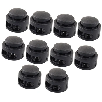 

Spring Stop Double Holes Plastic Lanyard Cord Locks End x 10