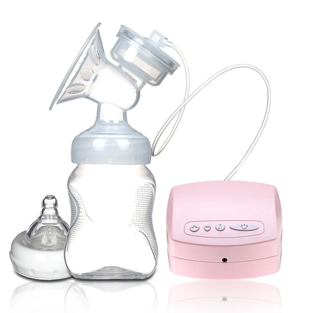 Электрический автоматический молокоотсос с молочной бутылкой для младенцев USB BPA free мощная грудь насосы для грудного вскармливания ручной молокоотсос - Цвет: Розовый