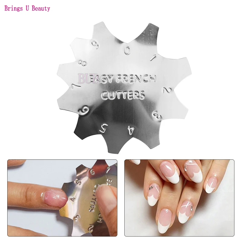 

Professional Small 0-9 Sizes V Shaped Cutter French Smile Line Edge Manicure Nail Art Tool Poly Tips Pink White Trimmer