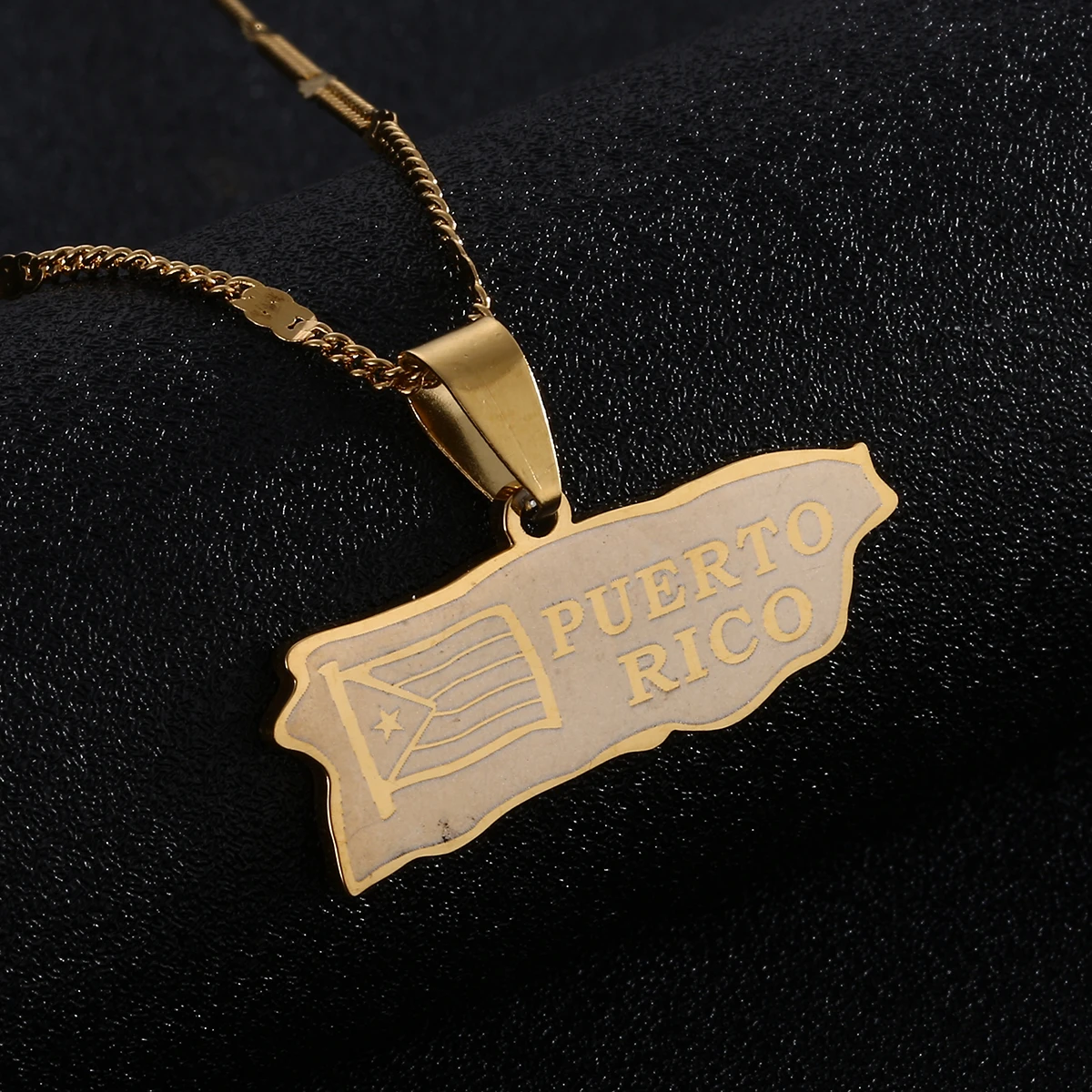 Stainless Steel Puerto Rico Map Pendant Necklaces Trendy Puerto Ricans Map Jewelry Necklace