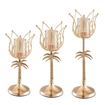 

Elegant Metal Nordic Style Hallow Tealight Candle Holder Candlestick Centerpieces for Wedding Ceremony Anniversary