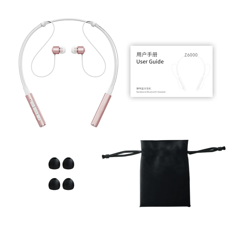 Rose gold Roman Z6000 беспроводные наушники Bluetooth наушники для телефона шейные спортивные наушники для всех телефонов с упаковкой - Цвет: Rose gold