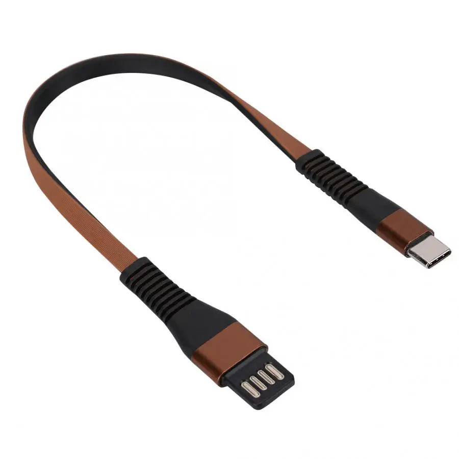 Двухсторонний Тип C Быстрая зарядка USB передающий кабель короткий тип-c USB линия передачи данных для всех мобильных телефонов тип-c интерфейс - Цвет: Коричневый