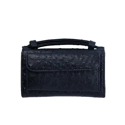 Ostrich Black Классический Регулируемый женский клатч из кожи страуса зеленого цвета с ручкой, Роскошные вечерние сумки от брендового дизайнера - Цвет: Ostrich Black
