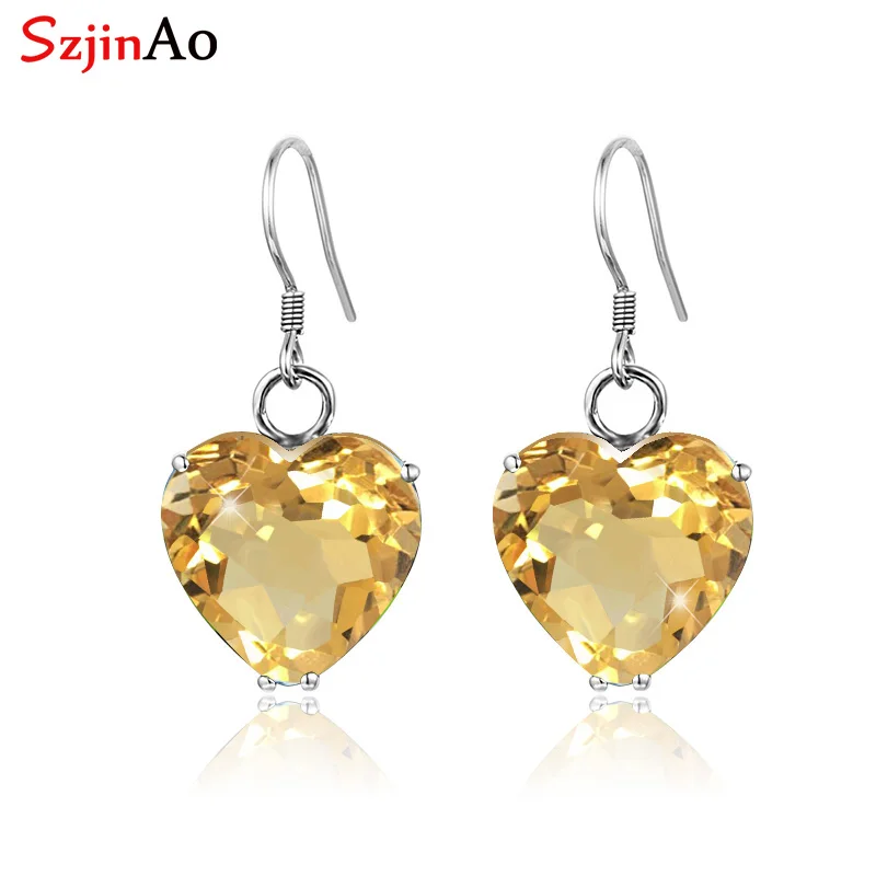 

SzjinAo Handmade March Birthstone Unique Aquamarine Earrings For Women solid 925 sterling silver Vintaga Earring Wedding Gift