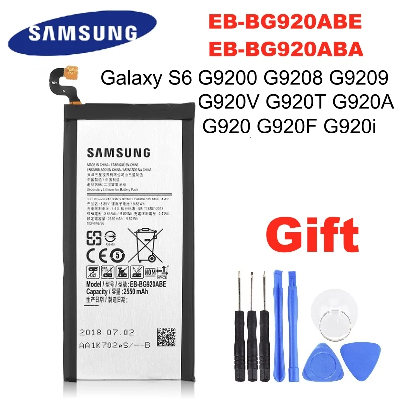 SAMSUNG Orginal EB BG920ABE BG920ABA аккумулятор 2550 мАч для Galaxy S6 G9200 G9208 G9209 G920F G920 G920V/T/F/A/I + Инструменты|Аккумуляторы