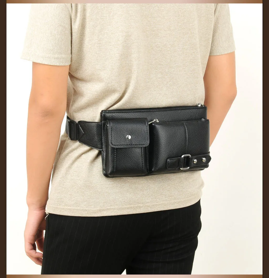Multi-function Men PU Sling Pack Chest Shoulder Crossbody Bag Biker Satchel Waist Purse For Outdoor Sports New