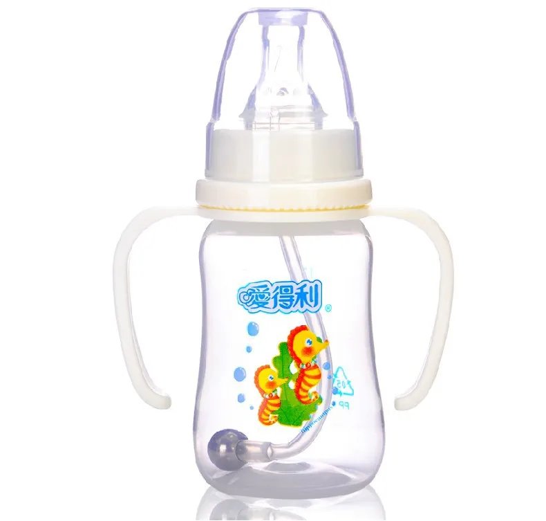 

Love Profit Infant Standard Neck PP Baby Feeding Bottle 120 Ml Arc-Shaped Standard Caliber with Handle Straw Automatic Feeding B