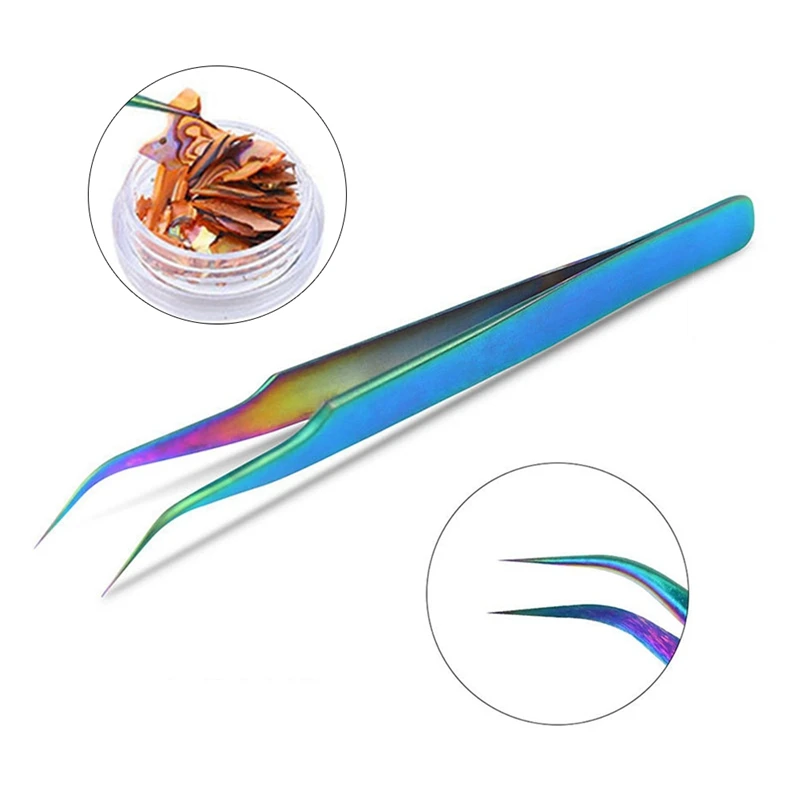 Нержавеющая сталь tweezers ресницы для наращивания бровей Прямые+ кудрявые волосы для удаления косметики макияж украшение ногтей инструменты