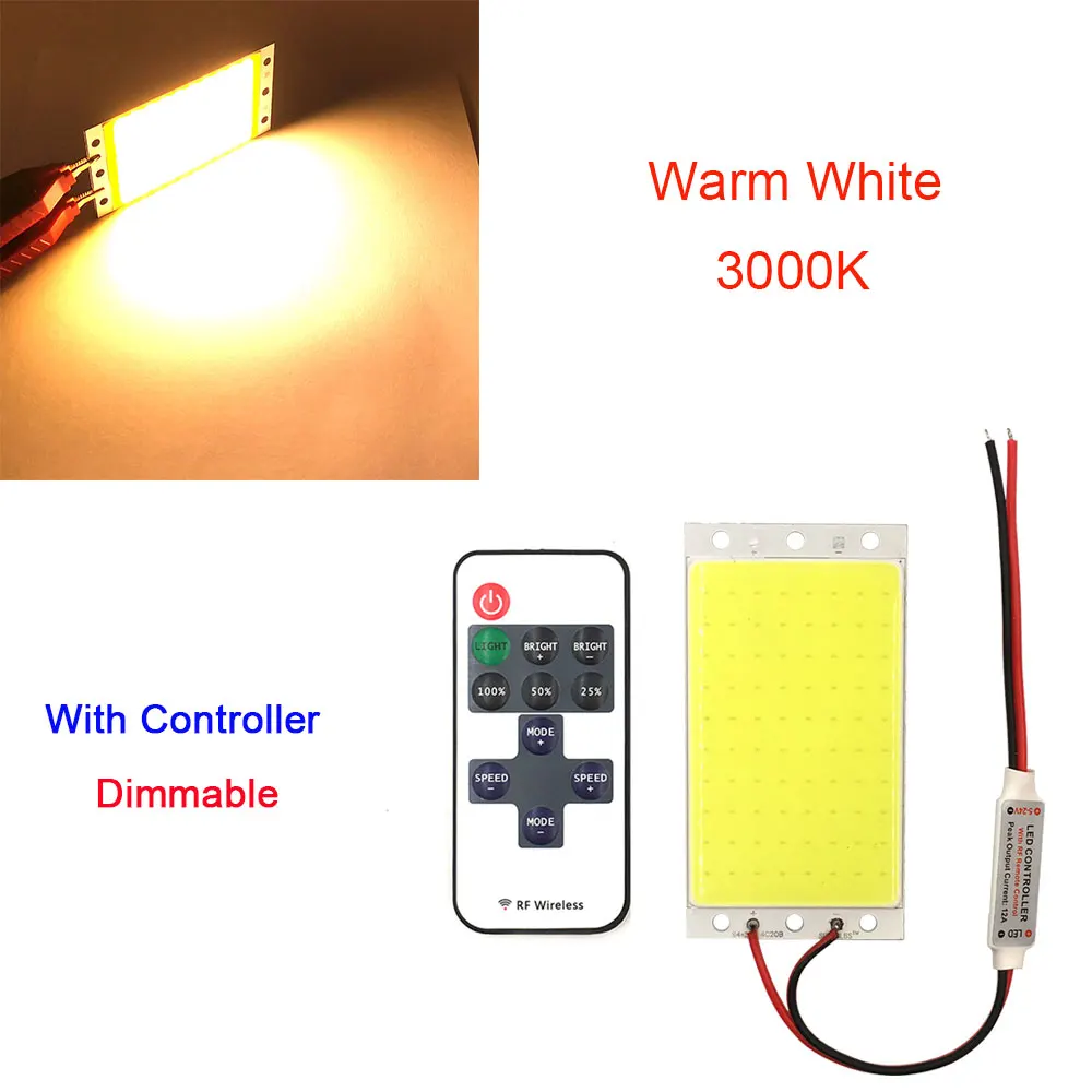 12 В 15 Вт COB светодиодный панельный светильник с регулятором яркости 1500LM теплый натуральный холодный белый DC12V Диммируемый светодиодный светильник для Diy работы Декор лампы - Испускаемый цвет: COB RC WW