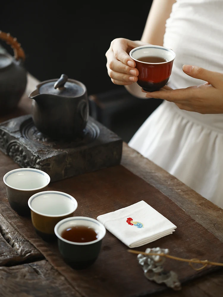 LUWU, набор керамических чайных чашек, фарфоровые чашки, китайский набор чашек кунг-фу, посуда для напитков
