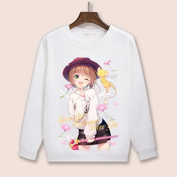 

High-Q Unisex Anime Cosplay Card Captor SAKURA O Neck Hoodie Pullover KINOMOTO SAKURA LI SYAORAN Casual Hoodie Sweatshirts