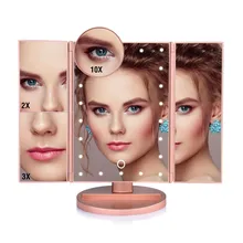 22 LED specchio per trucco 3 pieghevole specchio ingranditore cosmetico cosmetico 1X/2X/3X/10X lente d'ingrandimento Touch Screen lampada da tavolo