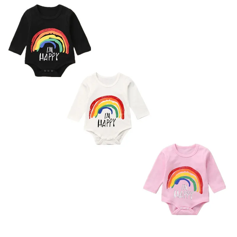 Emmababy осенняя одежда для новорожденных девочек и мальчиков Радужный хлопковый комбинезон с длинными рукавами, комплект одежды на возраст от 0 до 18 месяцев