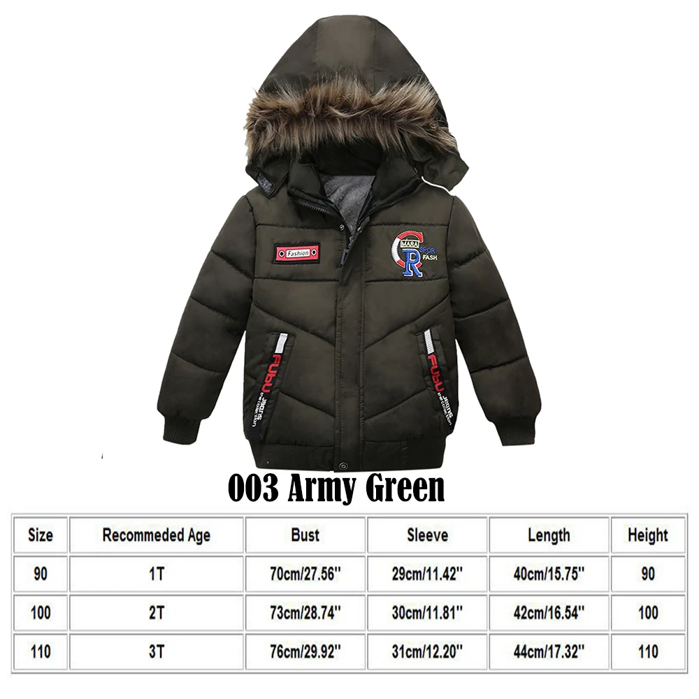 003 Army Green Осенняя верхняя одежда для детей Зимние водо-и ветронепроницаемые куртки с хлопковой подкладкой для мальчиков и девочек утепленное теплое пальто спортивная детская одежда - Цвет: 003 Army Green
