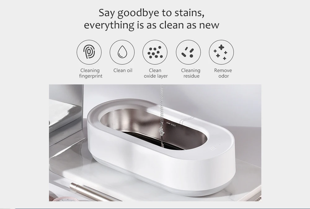 New Xiaomi Ultrasonic Cleaning Machine Ultrasonic Cleaners 45000Hz High Frequency Vibration Wash Everything