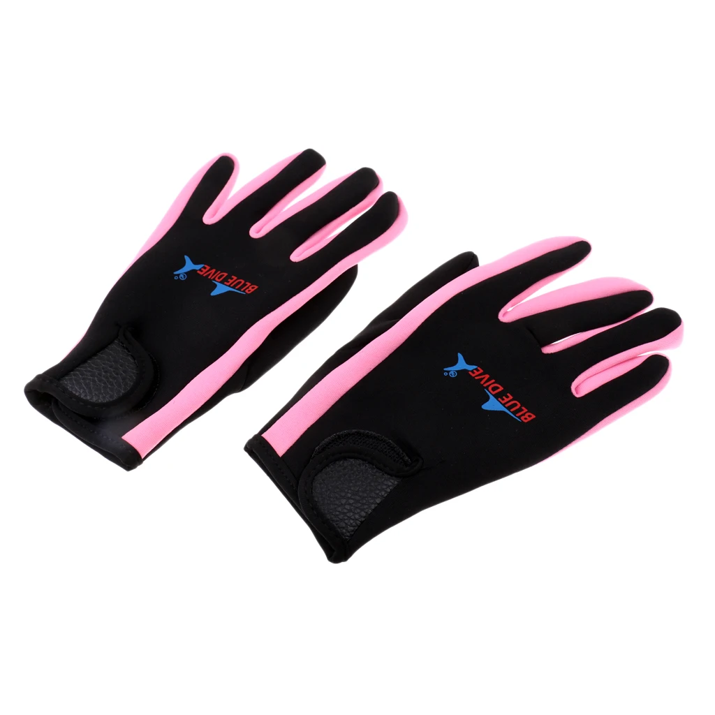 Wetsuits Gloves 1.5mm Premium Neoprene Scuba Diving Surfing Snorkeling Five Finger Glove (Pink/Black)