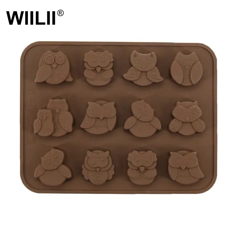 12 полости Сова шоколадная форма для конфет желе печенья помадки антипригарная