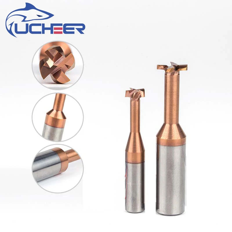 

UCHEER 1pc Shank T Type Grooving Milling Cutter 4 6 8 10mm Tungsten Steel Slotting Router Bits CNC Tool Endmill
