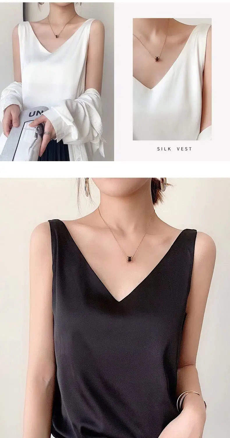 Satin Top Woman Clothes Summer White Tanks And Camis Female Vest Vintage Korean Fashion Free Shipping Sexy Born Sweet Plus Size womens cami