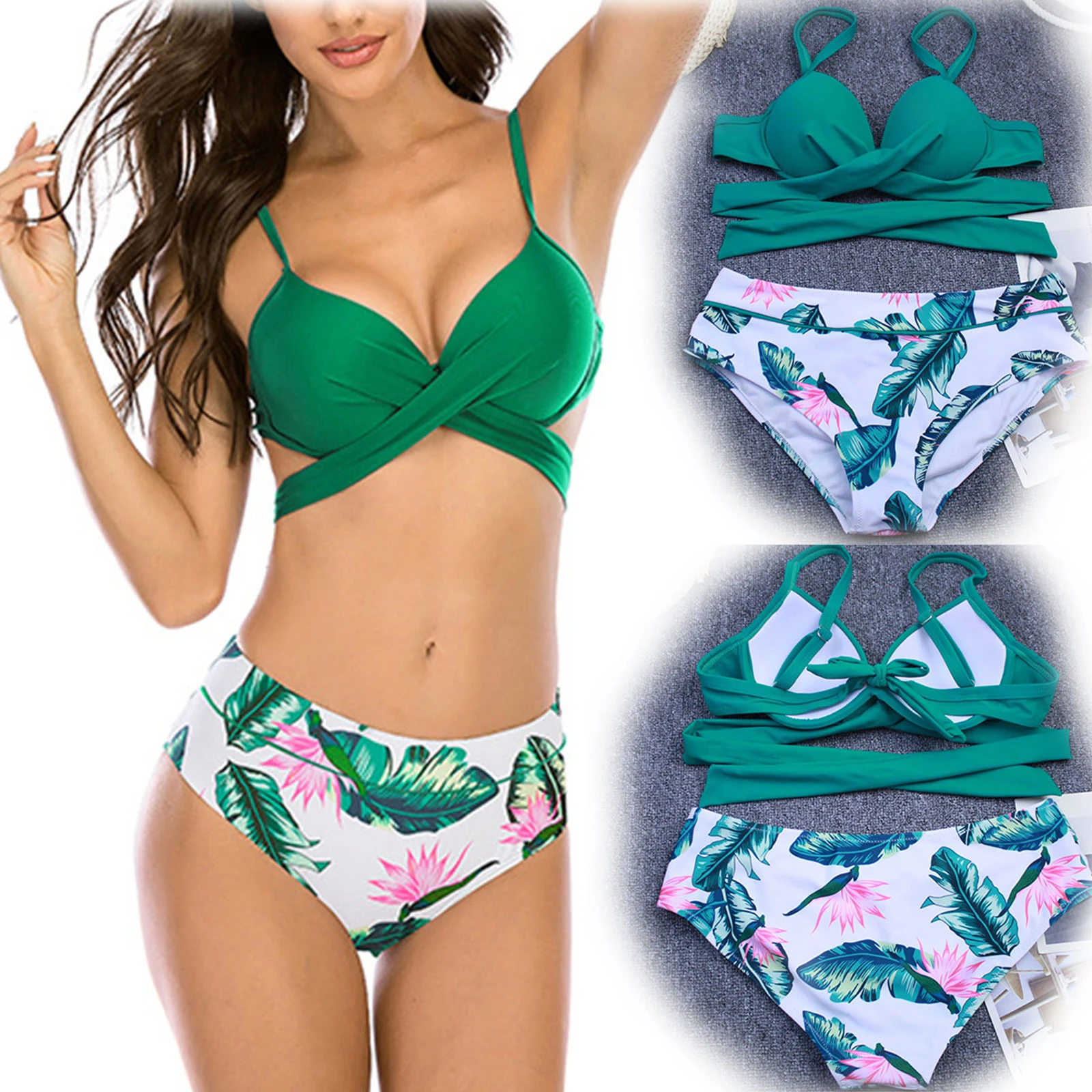 Empujar juegos de Bikini estampadas Mujer Sexy Tanga dos piezas trajes de baño 2021 nueva chica trajes de baño de playa de baño Biquini|Conjunto de bikini| - AliExpress