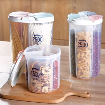 

Sealed Storage Box Crispy Grain Food Storage Tank Home Kitchen Dry Food Grain Food Container Measuring Cup Kitchen Tool