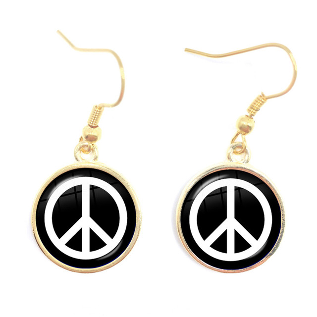 Blue-Red-Yellow Hippie Peace Van Bus Photo Drop Earrings Retro Beach Bus Car Collectors Bus Peace Sign Jewelry For Women
